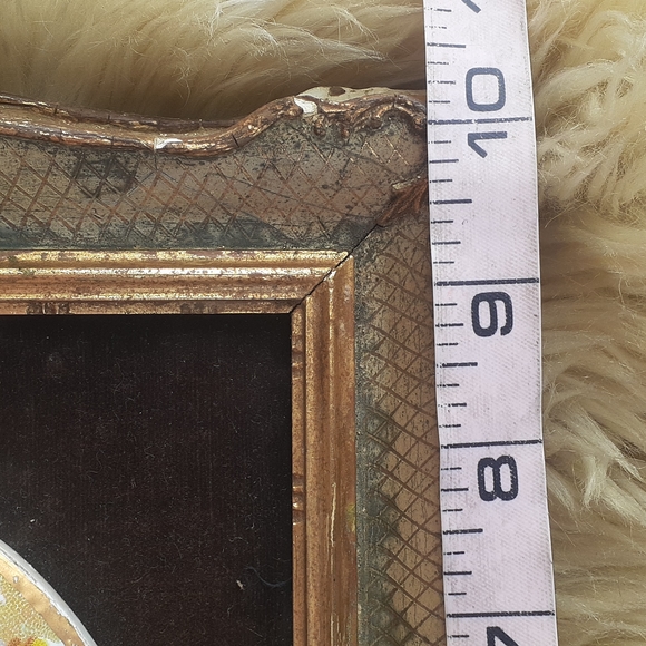 Porcelain painting Courting man woman pet Dog Garden gold frame 10x10 - Picture 5 of 5